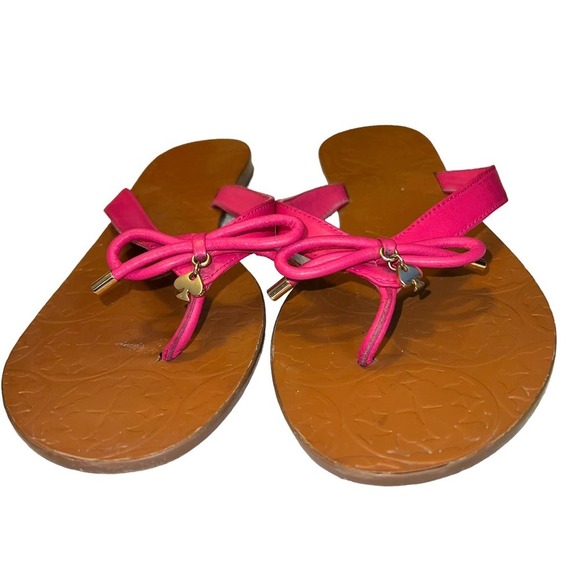 Kate Spade Leather Thong Sandals in Hot Pink with Spade Charm - Size 9.5 - Picture 8 of 9